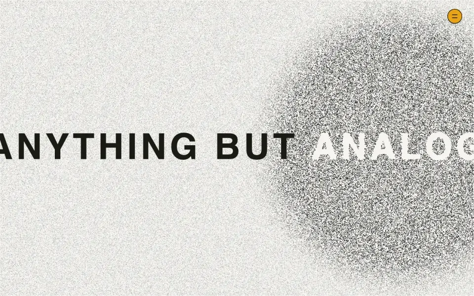 threesam.com /anything-but-analog page — particle text hero and sketch index